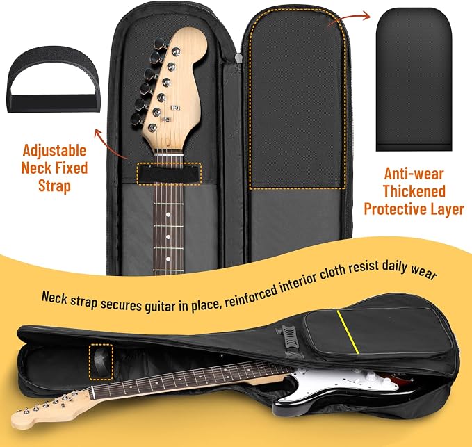 CAHAYA Electric Guitar Bag Gig Bag 6mm Padding Backpack Padded Soft Guitar Case Black CY0226