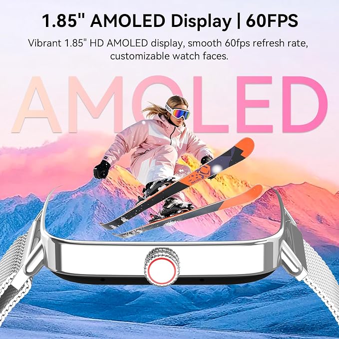 Tensky Smart Watch for Women, 1.85" HD AMOLED Fitness Tracker (Answer/Call) with 24/7 Heart Rate/Sleep/SpO2 Monitor for iPhone & Android, 120+ Sports Modes Smartwatch with IP68 Waterproof