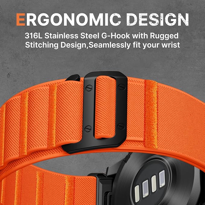 Bandletic 26mm Compatible with Garmin Fenix 7X 6X 5X Watch Band, Wide Rugged Sport Bands with G-Hook for Fenix 8 51mm /Instinct 2X Solar/Enduro 2 3/Quatix 3/Tactix 7/Epix Pro 2/D2 Bravo Delta/Descent
