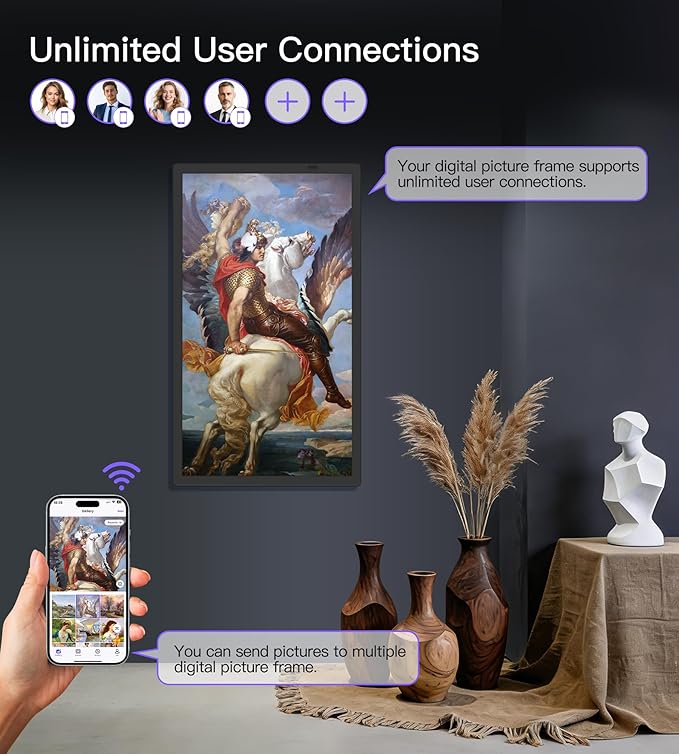 Uhale 21.5 Inch Large Digital Picture Frame WiFi with Remote Control, 1920 x 1080 FHD IPS No Touch Screen Electronic Photo Frames with 64GB, Support SD USB, Share Photos Videos Instantly