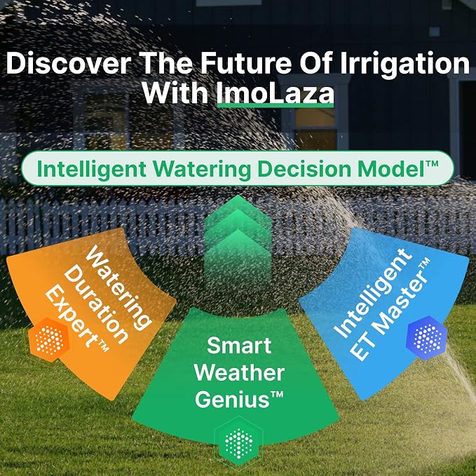 ImoLaza Indoor Smart Sprinkler Controller, ET Automatic Watering Irrigation Controller,2.4GHz WiFi, Ultra Water Saving via Rain/Wind/Freeze/Saturation Skip, App Remote Control & Fault Alerts (16-Zone)
