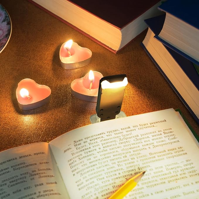 Retisee 12 Pack USB Rechargeable Book Light for Reading in Bed Foldable Clip on LED Booklight 3 Amber Colors &2 Brightness Dimmable Long Lasting Portable Bookmark Lamp for Book Lovers