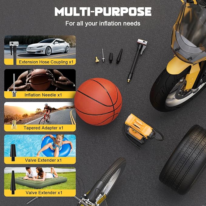 Tire Inflator Air Compressor Compatible with Dewalt 20V Battery, LIVOWALNY 160 PSI Cordless Portable Electric Air Pump 2026 Bigger LCD Digital Pressure Gauge for Car, Bike, Sport Ball (Tool Only)