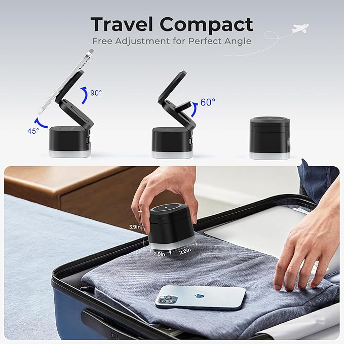 5 in 1 Magnetic Wireless Charger Stand with Night Light, Foldable Wireless Charging Station Built-in Retractable Cable, Fast Wireless Charger for iPhone 17/16/15/14/13/12, Apple Watch, AirPods Pro 3
