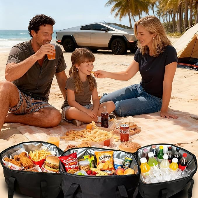 Cybertruck Cooler Bags, 3-Pack Frunk Organizer for Tesla Cybertruck, Waterproof Oxford Fabric, PEVA Liner, Pearl Cotton Insulation for Picnic Camping Road Trips
