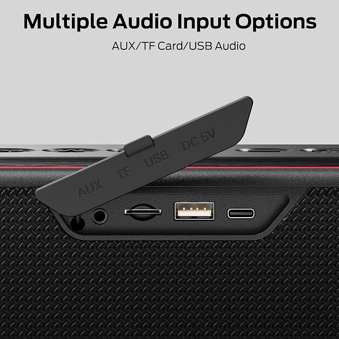 Monster Shock Pro Bluetooth Speaker with Strap, 80W Loud Speaker with Deep Bass, Portable Wireless Speakers with TWS, Long Playtime & Waterproof for Outdoors/Indoors, Supports AUX/TF Card/USB Audio
