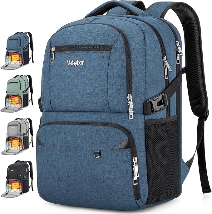 Insulated Lunch Backpack Fit 17" Laptop, Work Backpack with Lunch Box for Men & Women, Water Resistant College Computer Bag for Travel, Business, Hiking