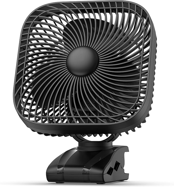 Rechargeable Portable Fan with Light, 8-inch Battery Operated Clip on, 20000mAh 78 Hours Work Time, Quiet, Strong Airflow USB, 4 Speeds Personal, Ideal for Outdoor Camping Hurricane