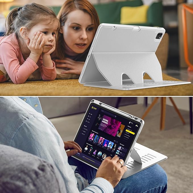 VIKESI Case for iPad Air 13 inch (M4) 2026 / (M3) 2025 / (M2) 2024,Multiple Angles Magnetic Stand Cover,Shockproof Soft Back,Pencil Holder,and Auto Sleep/Wake,Gray