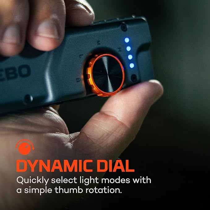 NEBO Edge 2K Pocket Light | 2000 Lumen Tactical LED Flashlight with Powerful Defensive Strobe, 5 Light Modes, USB-C Rechargeable, Dynamic Dial, Pocket Clip for Mechanics, Technicians & Everyday Carry