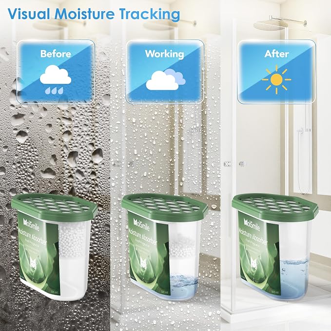 Fresh Scent Moisture Absorbers, Fast Acting Humidity Absorber & Odor Eliminator, 10.5 oz High Capacity Dehumidifier for Closet, Bathroom, Basement, Car & RV, 6 Pack