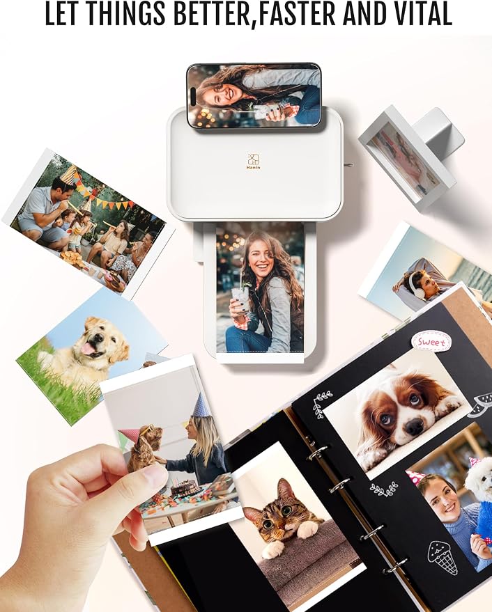 iDPRT 4x6 Photo Printer, CP4100 Photo Printer for iPhone & Android with 108 Sheets & 2 Cartridges, Wi-Fi Wireless Portable Picture Printer, Instant Print Photos, Dye Sublimation, White