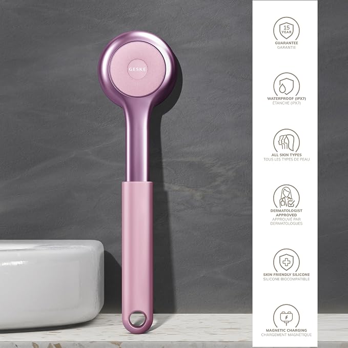 GESKE Sonic Full-Body Brush & Intensive Exfoliator | 8 in 1 | Electric Body Cleansing Brush | With SmartSonic Pulsations | Deep Cleansing, Exfoliation, Massage | Extendable Handle | Rough Skin Remover