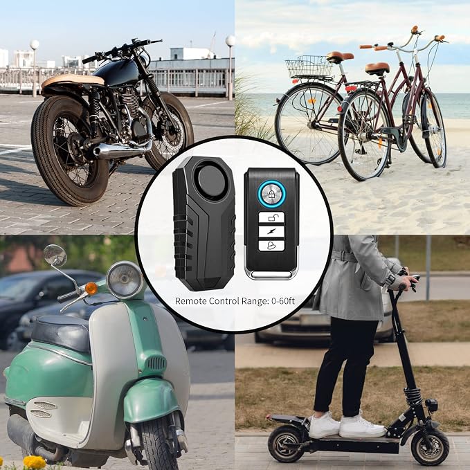 3 Pack Vibration Sensing Bike Alarm with Remote, 113db Loud Bicycle Alarm System Anti Theft, Wireless Motorcycle Alarm for Electric Bike Tricycle Mobility Scooter Ebike Cycling Security