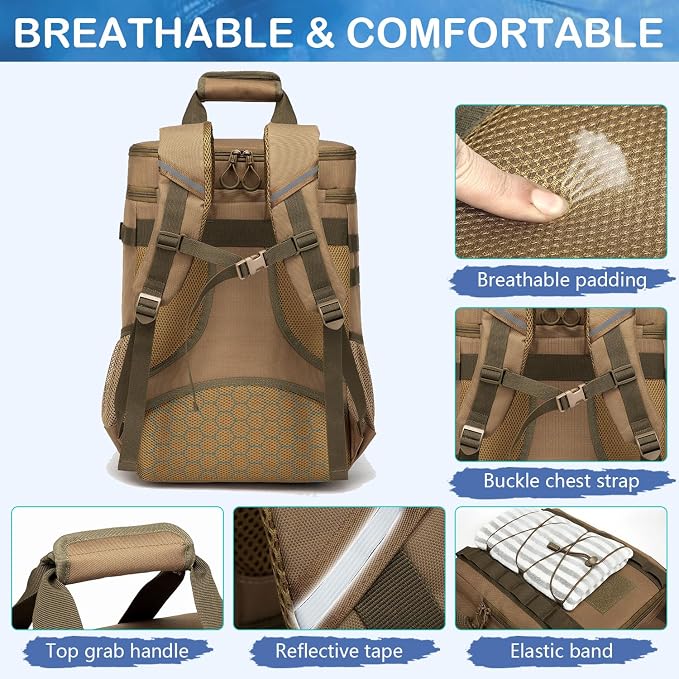 Tactical Cooler Backpack - 42 Cans Backpack Coolers Insulated Leak Proof for Men & Women, Soft Cooler Insulated Backpack for Lunch, Work, Camping, Hiking, Picnic, Beach & Travel