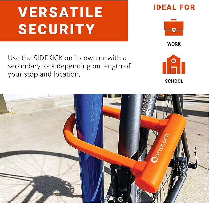 OTTOLOCK Sidekick Compact U-Lock – Lightweight Anti-Theft Bike Lock for Road, Mountain & Electric Bikes with Keys