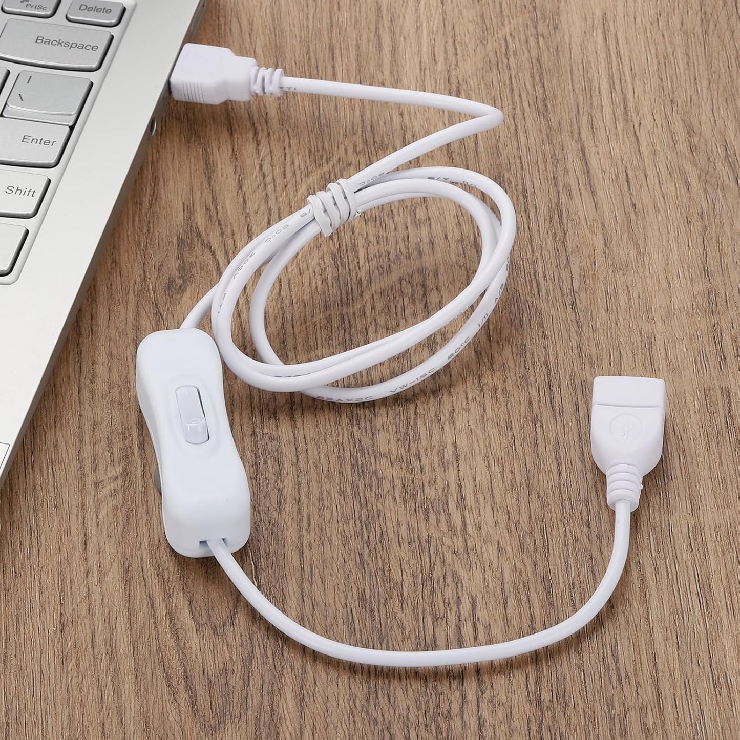 MECCANIXITY USB Cable with ON/Off Toggle Switch, USB Male to Female Extension Cord Inline Switch 2.0m White, for LED Desk Lamp LED Strip