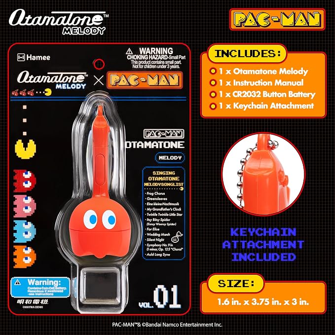 Otamatone Melody Original PAC-Man Electronic Portable Music Toy Player Synthesizer from Japan by Maywa Denki Officially Licensed Merchandise with English Instructions Keychain Accessory - Blinky