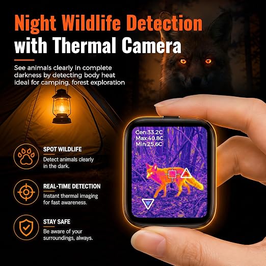 Mini Thermal Camera, 80x60 IR Resolution Infrared Camera with Touchscreen, Portable Thermal Imaging Camera with 50° Wide-Angle Lens, Heat Sensor for HVAC, Home Inspection, Water Leak Detection