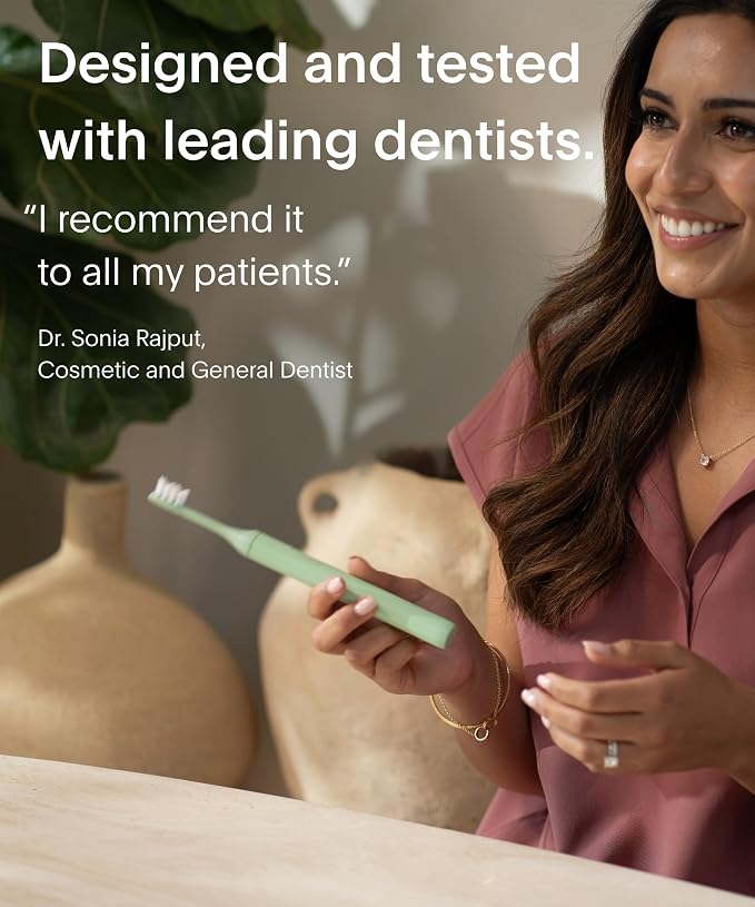 SURI Recyclable Plant-Based, Electric Toothbrush Heads - Long Lasting Replacement Heads | Compatible Only Sonic Electric Toothbrush - Winter Fern, Pack of 3
