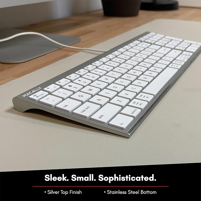 Macally Compact USB Keyboard and Mouse Combo, Uniquely Designed to Save Space