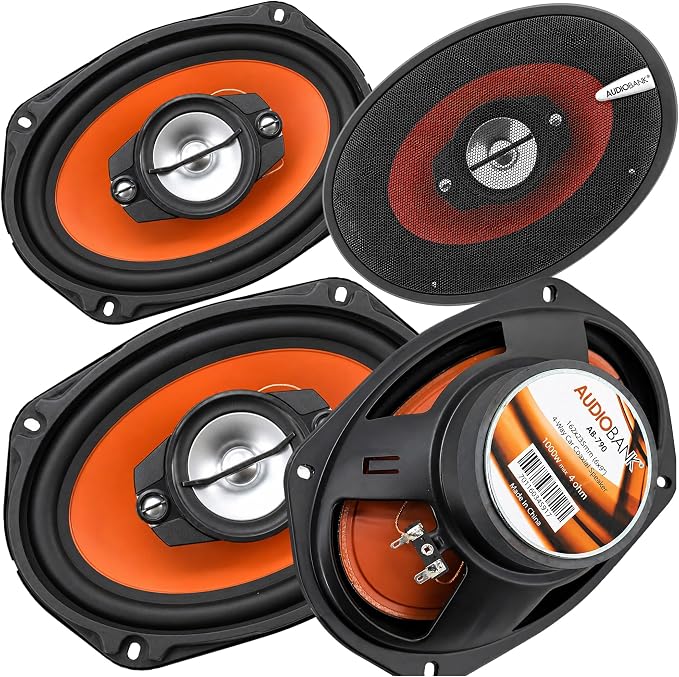 Audiobank 4X 6x9 2000 Watt 4-Way Red Car Audio Stereo Coaxial Speakers - AB-790 (2 Pairs) 1000 Each