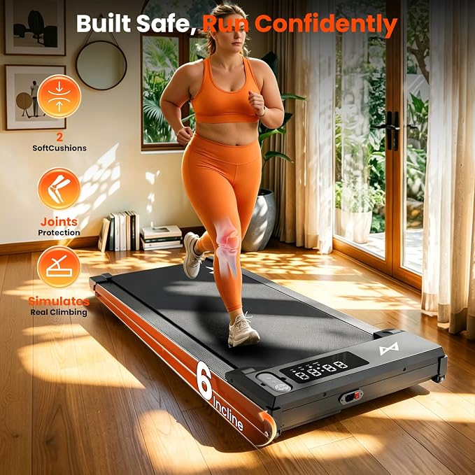 AXV Treadmills Walking pad with Incline Under Desk Treadmill for Home, Portable Slim Compact Treadmill Walk Running Machine with Adjustable Speed,Remote Control, LED Display