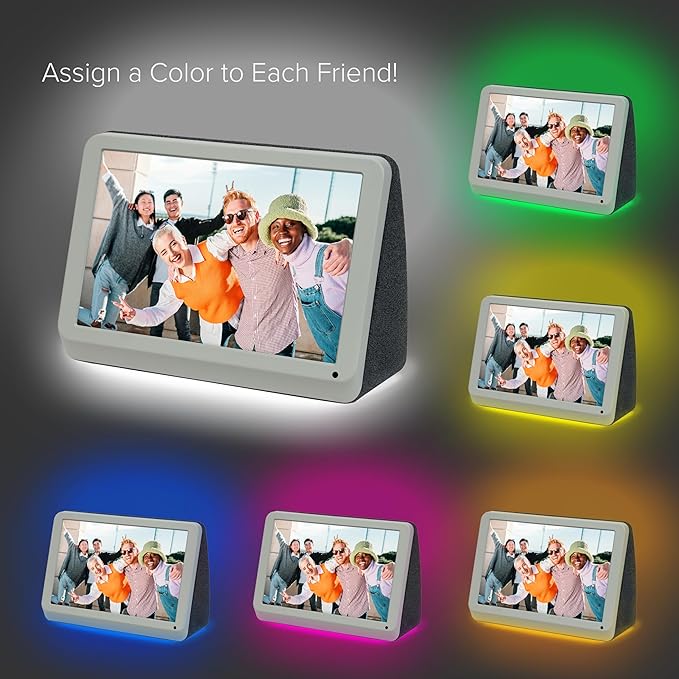 PhotoShare MyLuma LED 7” WiFi Digital Photo Frame with LEDs and Soft Touch Back Panel | Send Photo or Video from Phone to Digital Picture Frame | Stardust Grey Finish