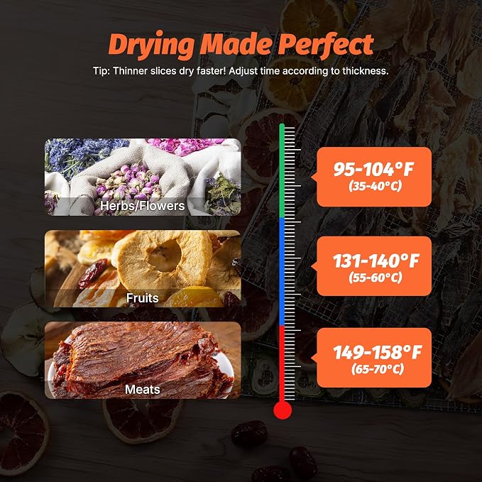CLIVIA Commercial Food Dehydrator, 10 Stainless Steel Trays, Food Dryer Dehydrator Machine, 194°F Temp. Control, 24H Timer, for Dogs Treats, Meat, Fruits, Viggies, Herbs
