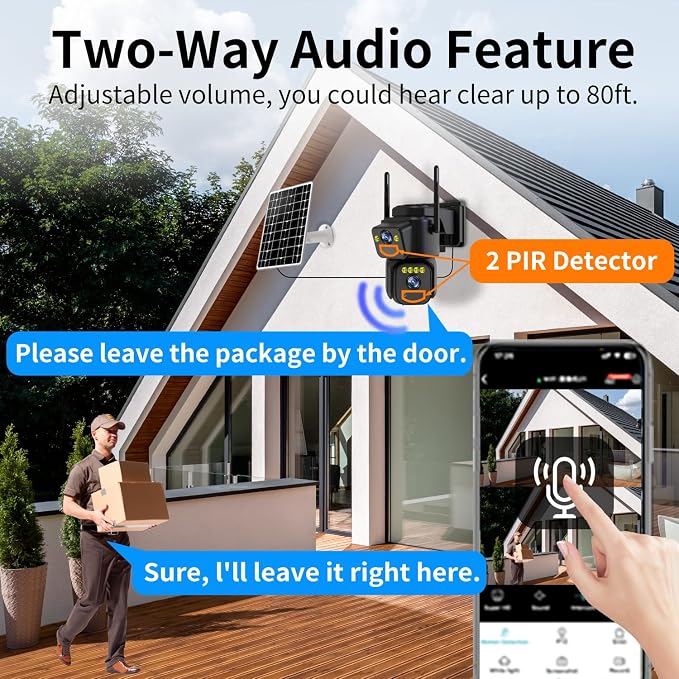 LETSCEE Security Cameras Outdoor WiFi,5G/2.4G Cameras for Home Security Solar Power with Dual Lens,Motion Detection,Night Vision,2-Way Audio,Weather Proof,No Subscription Fee