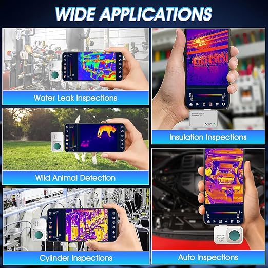 Mini Thermal Camera for Android, 256 x 192 IR Resolution Thermal Imager 25Hz Rate -15℃ to 600℃ Temp Range Optimized Temperature Accuracy, Works for Smartphones and Tablets (not for iOS)