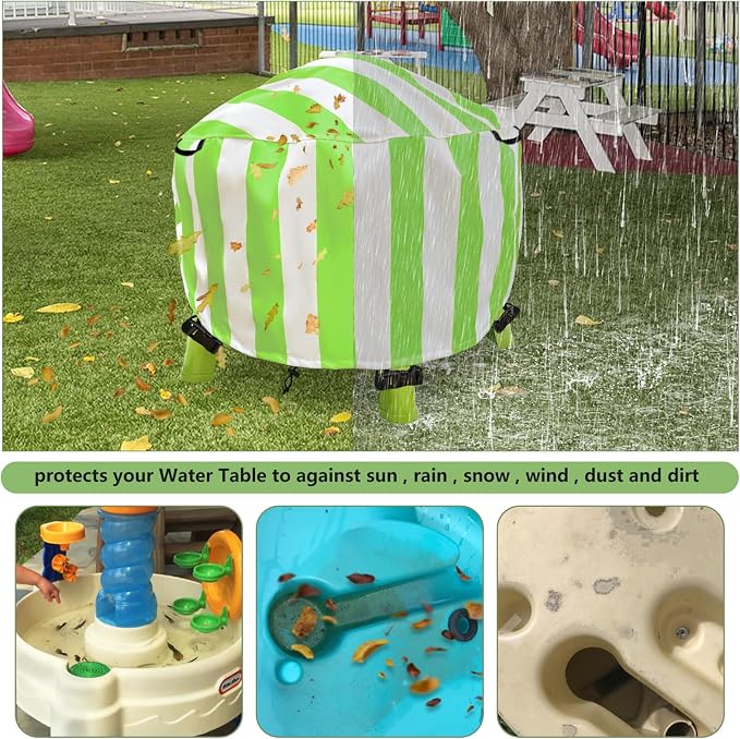 Water Table Cover Spiralin' Seas Waterpark Outdoor Sand Water Play Table Cover 34X34X18 inch-(Cover only)-Green