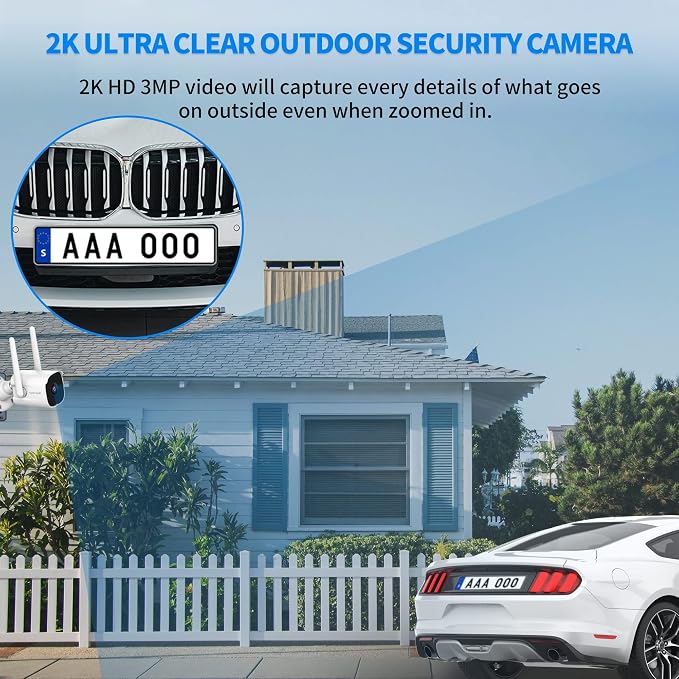 Septekon 2K Home Security Cameras, 4 Pack Wired WiFi Outdoor Security Cameras with Night Vision, Two-Way Audio, 2.4G WiFi, IP66, Motion Detection Alarm - P30