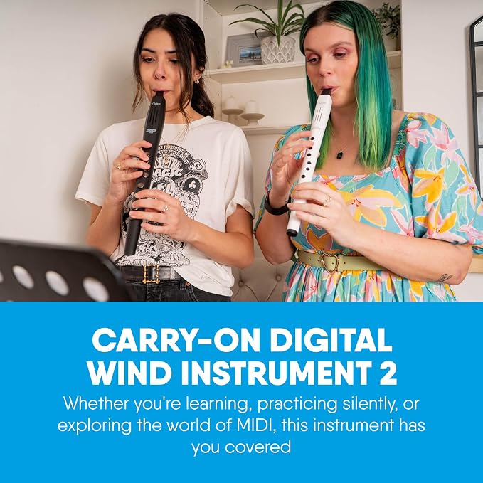 Carry-on Digital Wind Instrument 2 - Lightweight and Rechargeable - 10 Instrument Voices - Built-In Speaker and MIDI over Bluetooth Connectivity for Performances and Practice Anywhere - Black