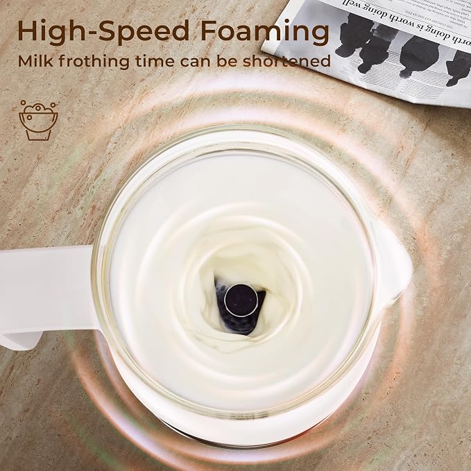 JXXM Electric Milk Frother, 6 in 1 Milk Steamer,17oz Automatic Warm and Cold Foam Maker for Coffee,Latte, Cappuccino, Macchiato, Hot Chocolate (White)