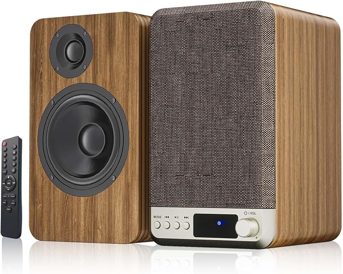 Active Bookshelf Speakers, 60W Powered Record Player Speakers with 3.5 Inch Woofer, Turntable Speakers with AUX/RCA/BT Input, Home Stereo Speakers Wired for Vinyl Player Desktop PC