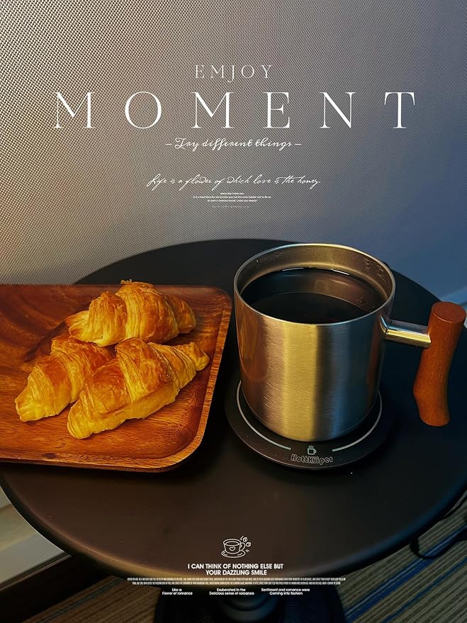 Gifts for Women Men, Heated Coffee Mug Up to 149°F, Ideal Gifts for Christmas, Birthday, Mother's Day, Father's Day or Any Occasion (14oz Silver)