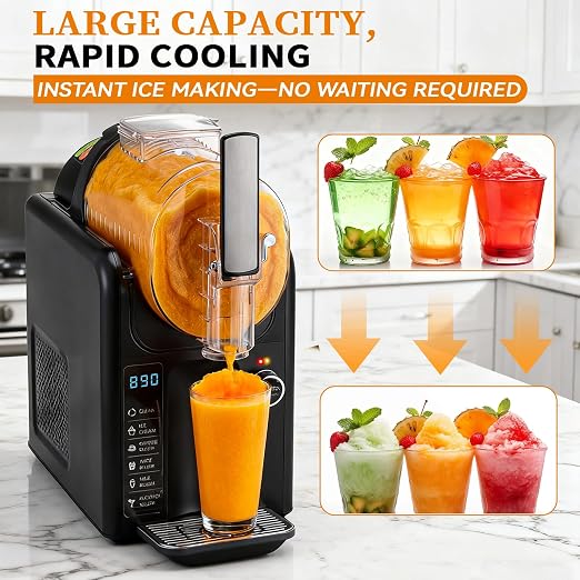 5 in 1 Slushie Machine for Home, No Ice Needed Frozen Drink Maker with Anti-Slip Mat, 61oz Slushy Machine Self-Cleaning and LED Display for Margaritas, Frappes, Smoothies and Shakes (Grey)