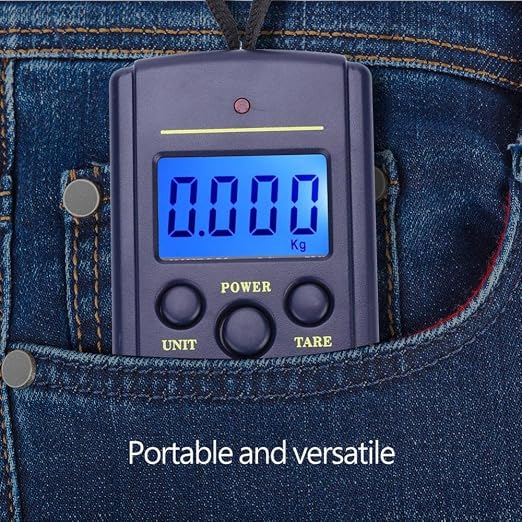 Fishing Scale, Digital Portable Electronic Balance with LCD Display, Hanging Hook Design for Accurate Weight Measurement