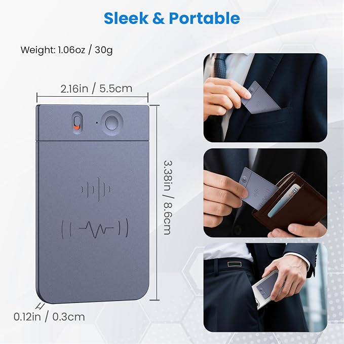 AI Voice Recorder, 64GB Audio Note Recorder with Transcribe&Summarize Free 1200 min of Transcription, App Control, Supports 112 Languages, Magnetic Case for Lectures Meetings Calls