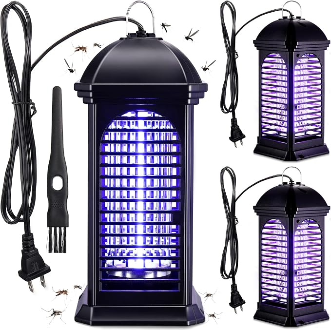 Qualirey 3 Pieces Electric Mosquito Zappers Bug Zapper with Light 11 W Plug in Mosquito Lamp Insect Trap Killer for Patio Electric Insect Killer for Home Garden Backyard Indoor Outdoor