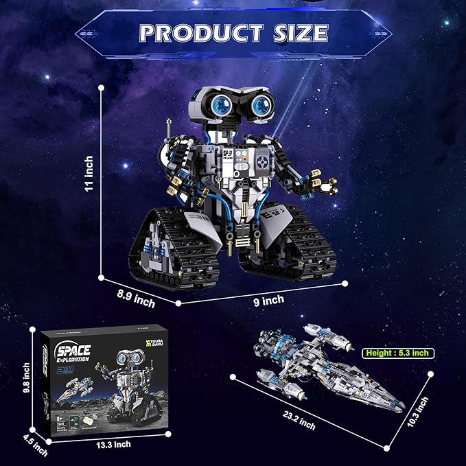 STEM Space Robot Building Kit for Kids Ages 8-12 with Remote Control, Technic Coding Robotic Toys for 8-14 Year Old Boys Girls, Buildable 2 in1 Models with 1468 PCS