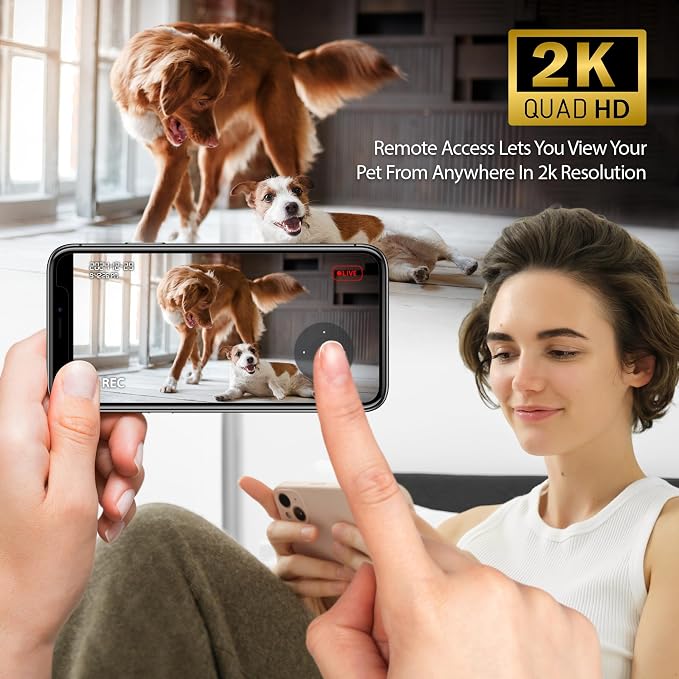 Energizer Smart Pet Feeder with 2K Video Camera, 5Ghz & 2.4Ghz Dual Band Wi-Fi, 2-Way Audio, Night Vision, 4L Food Capacity, Remote Feeding Dogs & Cats, Compatible with Alexa & Google, Records