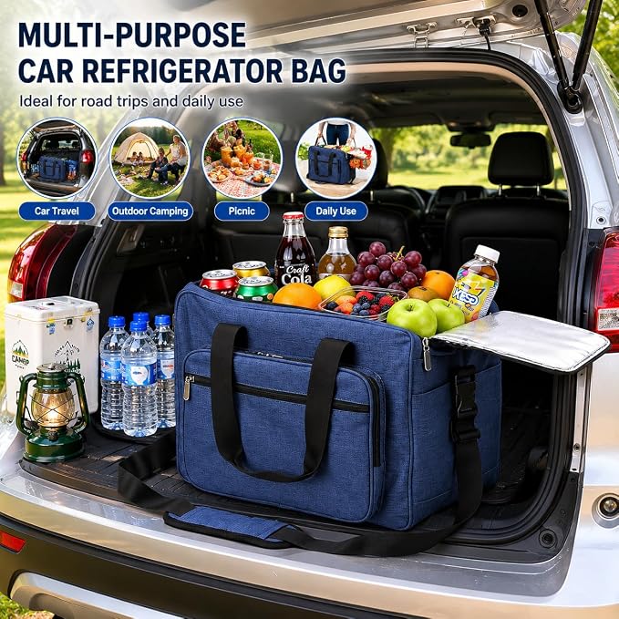 Electric Cooler for Car, Portable 25L Electric Cooler Outdoor Heating Food Warmer Bag Car Cooler Bag Soft Cooling for Camping Beach Travel Car, Car Cooler Plug in