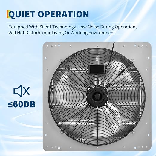 20" Shutter Exhaust Fan with 5 ft Power Cord, 3500 CFM 1500 RPM Quiet High-Speed Airflow with Automatic Shutter Wall Mount fan for Garage, Attic, Greenhouse, Shed Ventilation