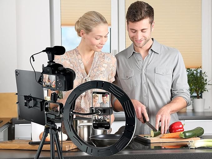 Acuvar Premium 9-Piece Vlogging Kit for iPhone, Android & Cameras – Microphone, Tripod Stand & LED Light – YouTube, TikTok & Content Creator Bundle