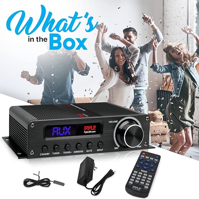 Pyle Wireless Bluetooth Home Audio Amplifier - 100W 5.1 Channel Home Theater Receiver, Surround Sound w/ HI Def In and Out, RCA In, Subwoofer Out, LED Control Center, 12V Adapter - PFA560BT