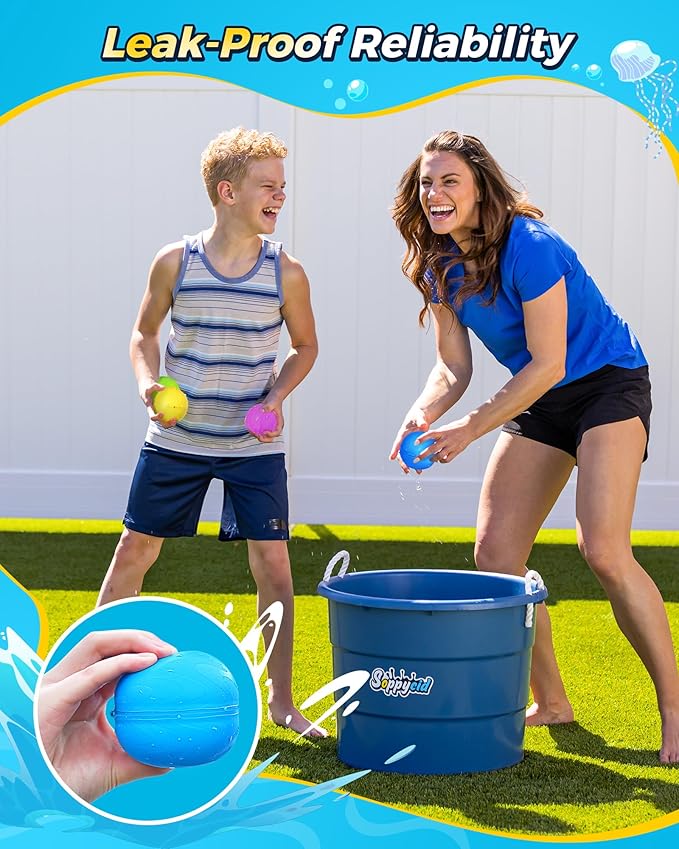 SOPPYCID Water Balloons Reusable Splash Ball, Latex-free Water Bomb Pool Toys, No Tying Easy Quick Fill, Magnetic Self-sealing Water Balls for Kids & Adults All Ages Summer Fun Outdoor Party Games