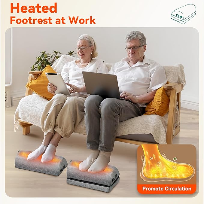 Snailax Heated Foot Rest Under Desk at Work, FSA Eligble Desk Foot Stool with Heat & Vibration Massage, Fathers Day Dad Gifts for Men, Foot Warmer Feet Heater for Office Chair, Gaming Home Use