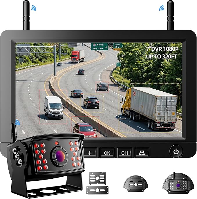 Wireless Backup Camera for Rvs, BSD Alert, AI Detection, 6X Zoom, 1080P | 320FT Stable Signal, 150° Wide View, 4-Channel Expandable, Furrion Ready, IP69K Metal Housing